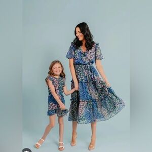Rachel parcell chiffon garden floral midi in blue botanicals size 10 VGUC